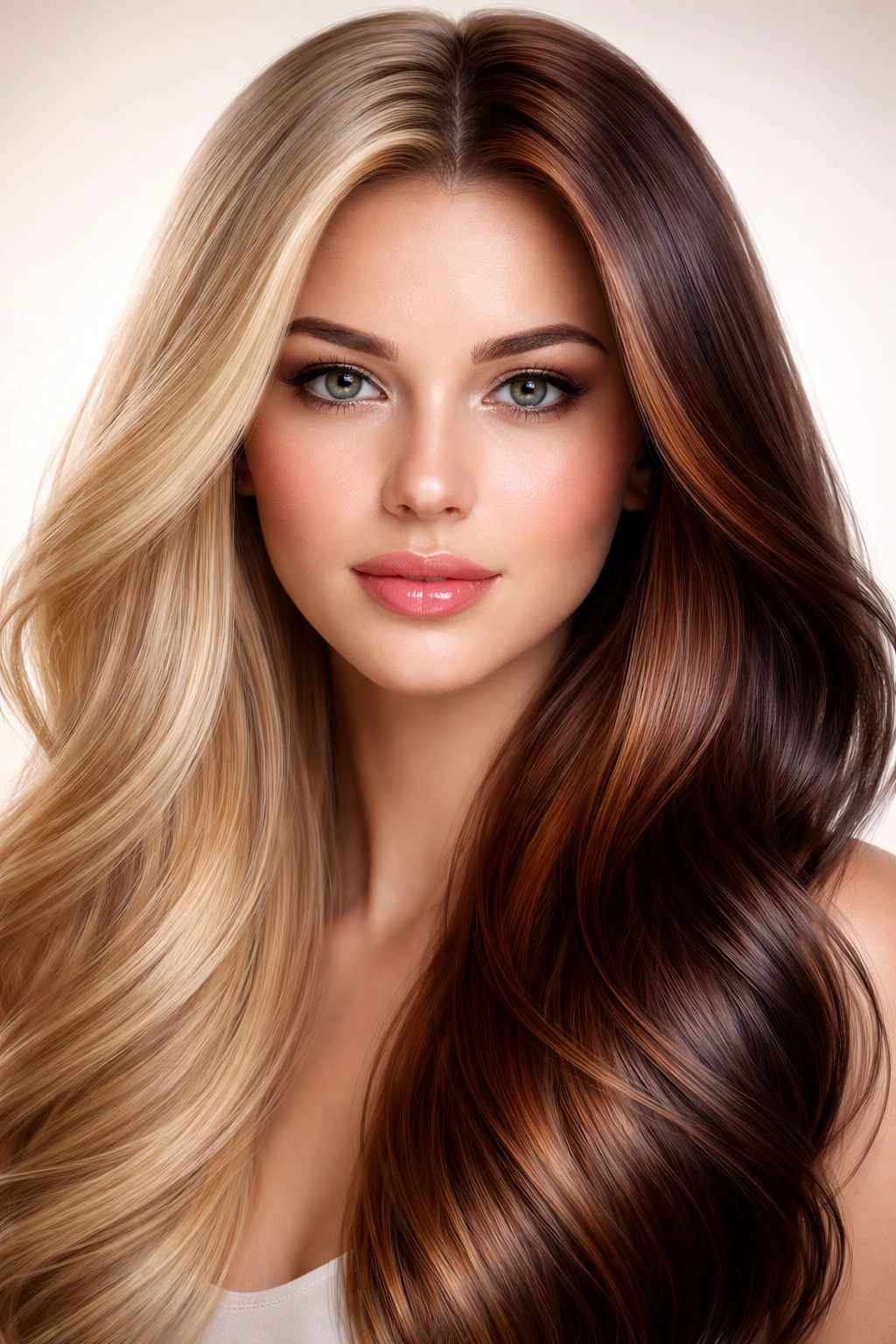 Close-up of shiny hair on a person with subtle color gradient showing impact on appearance