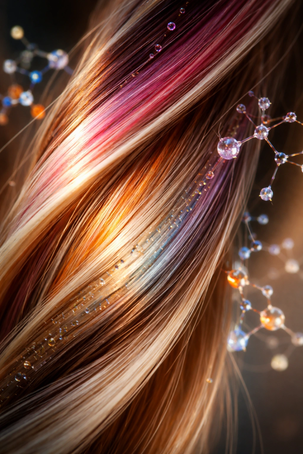 Hair strand showing multi-tonal variations
