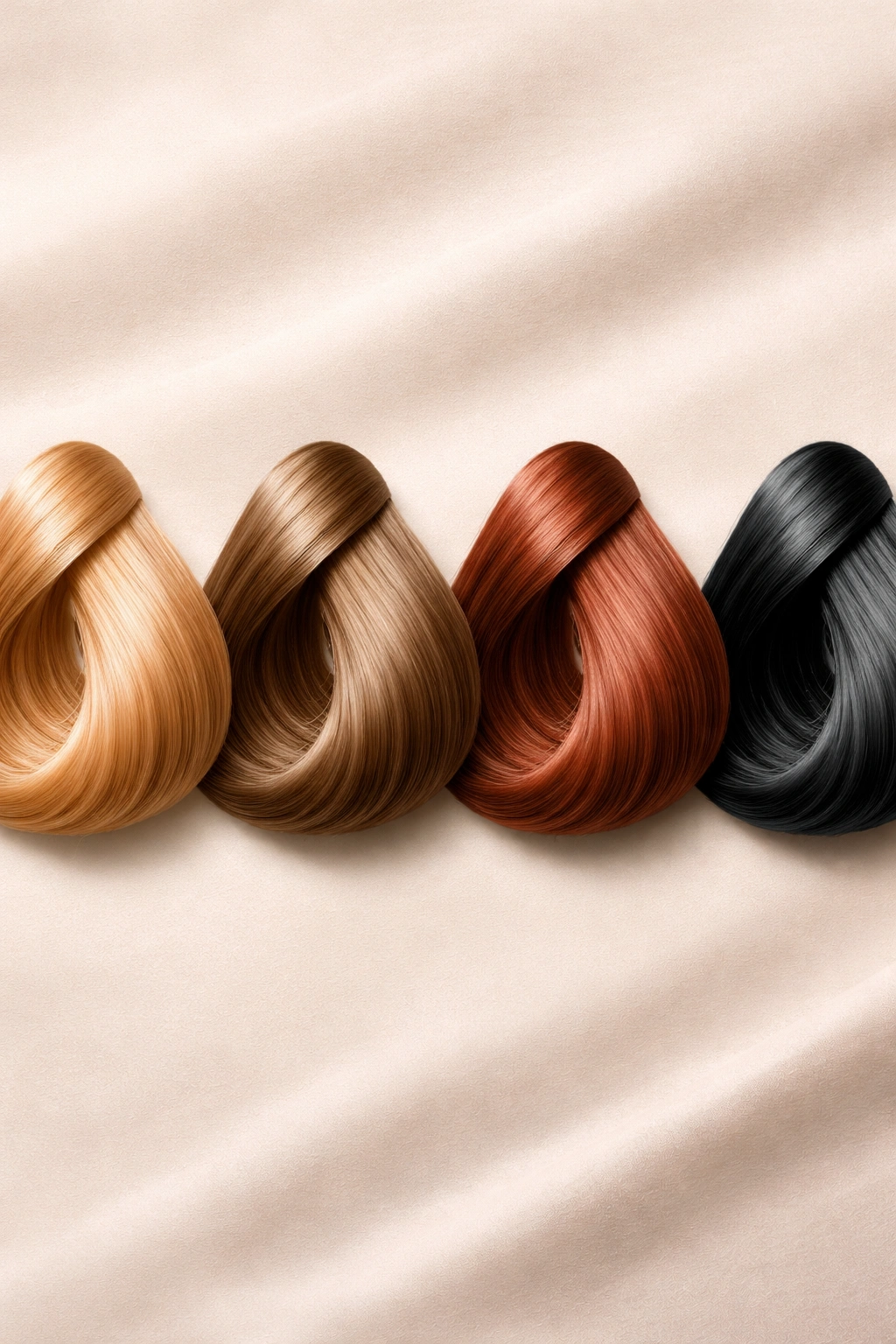 Row of hair color swatches showing takeaways for dye timing
