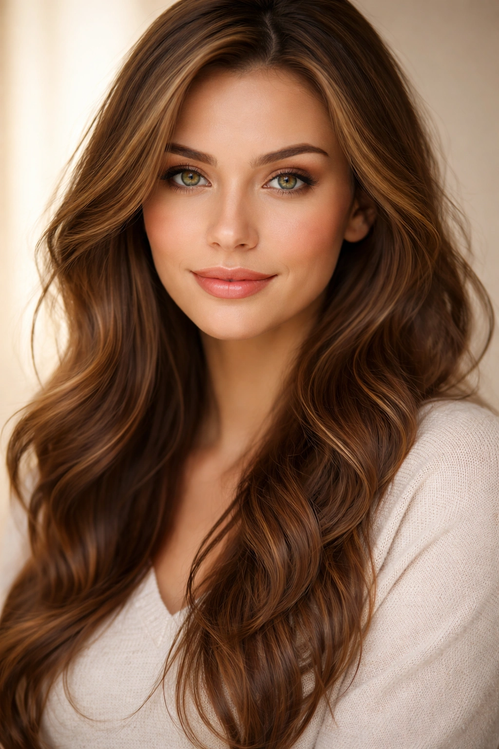 Confident person with hair color harmonizing with eye color