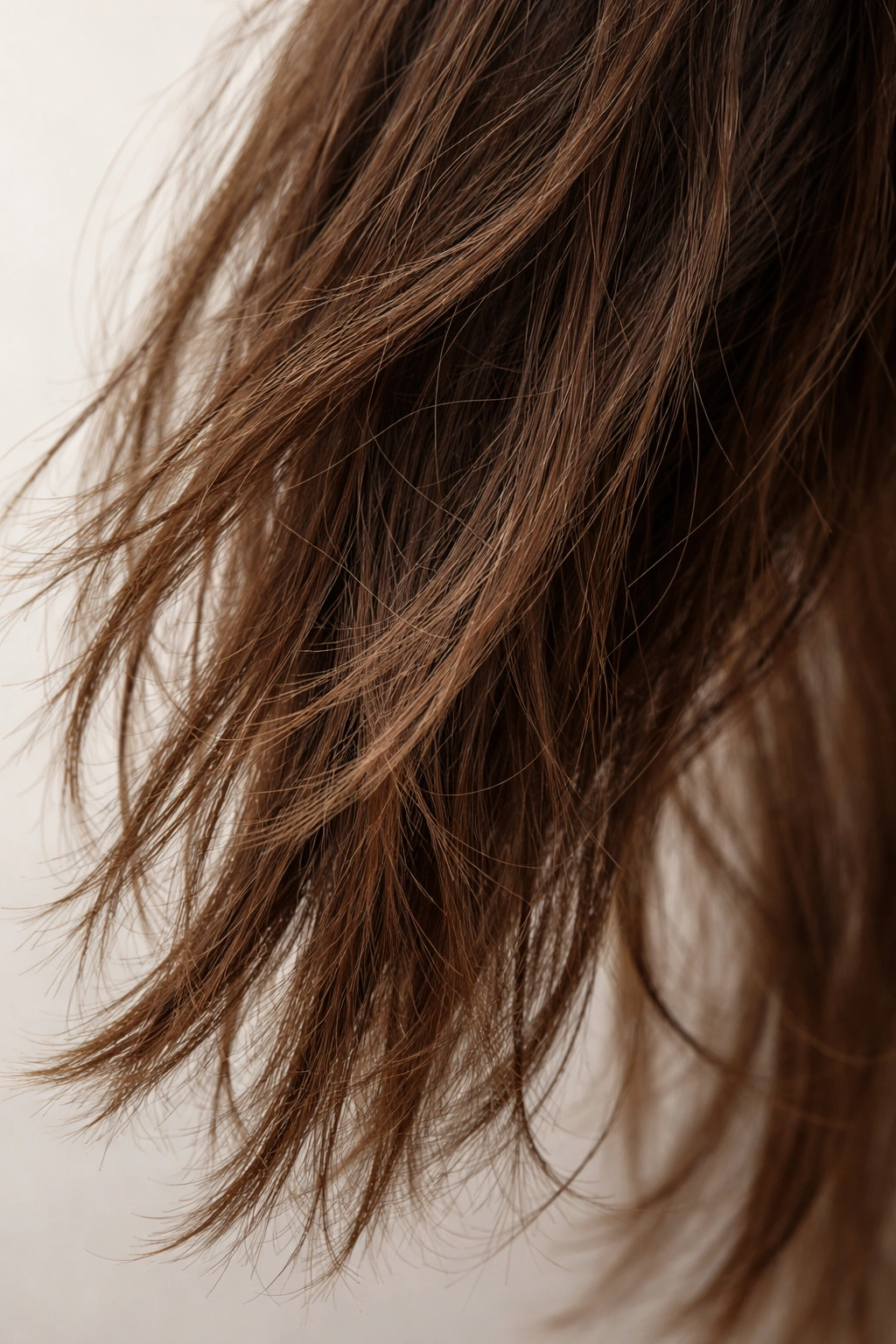 Close-up of damaged hair strands from leaving dye on too long