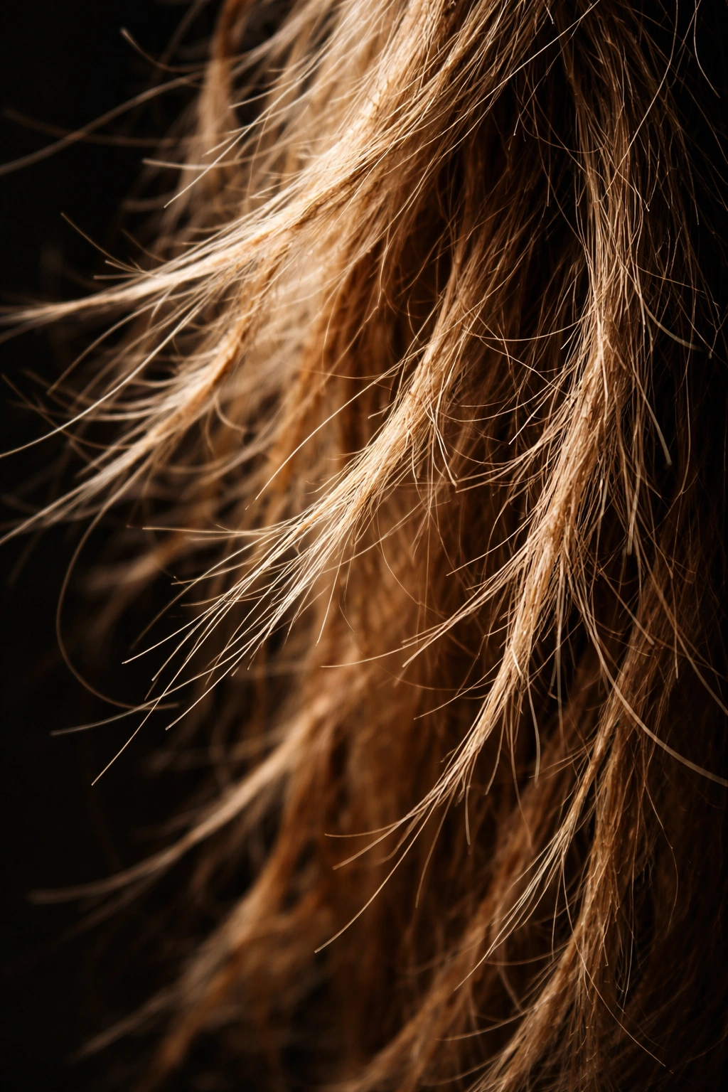 Dry, brittle hair close-up showing risk from lemon juice