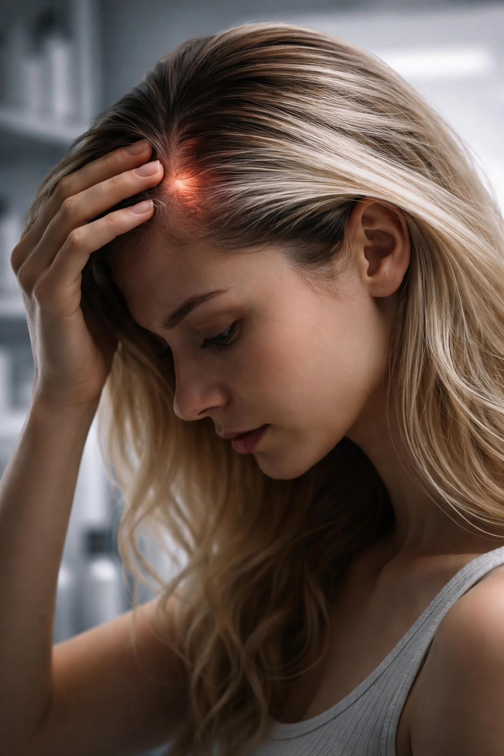 silhouette profile of person with dyed hair highlighting scalp sensitivity