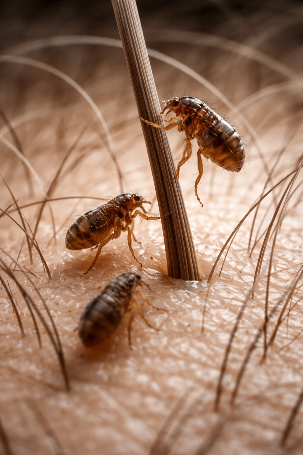 Fleas on human hair strand unable to establish due to sparse hair density