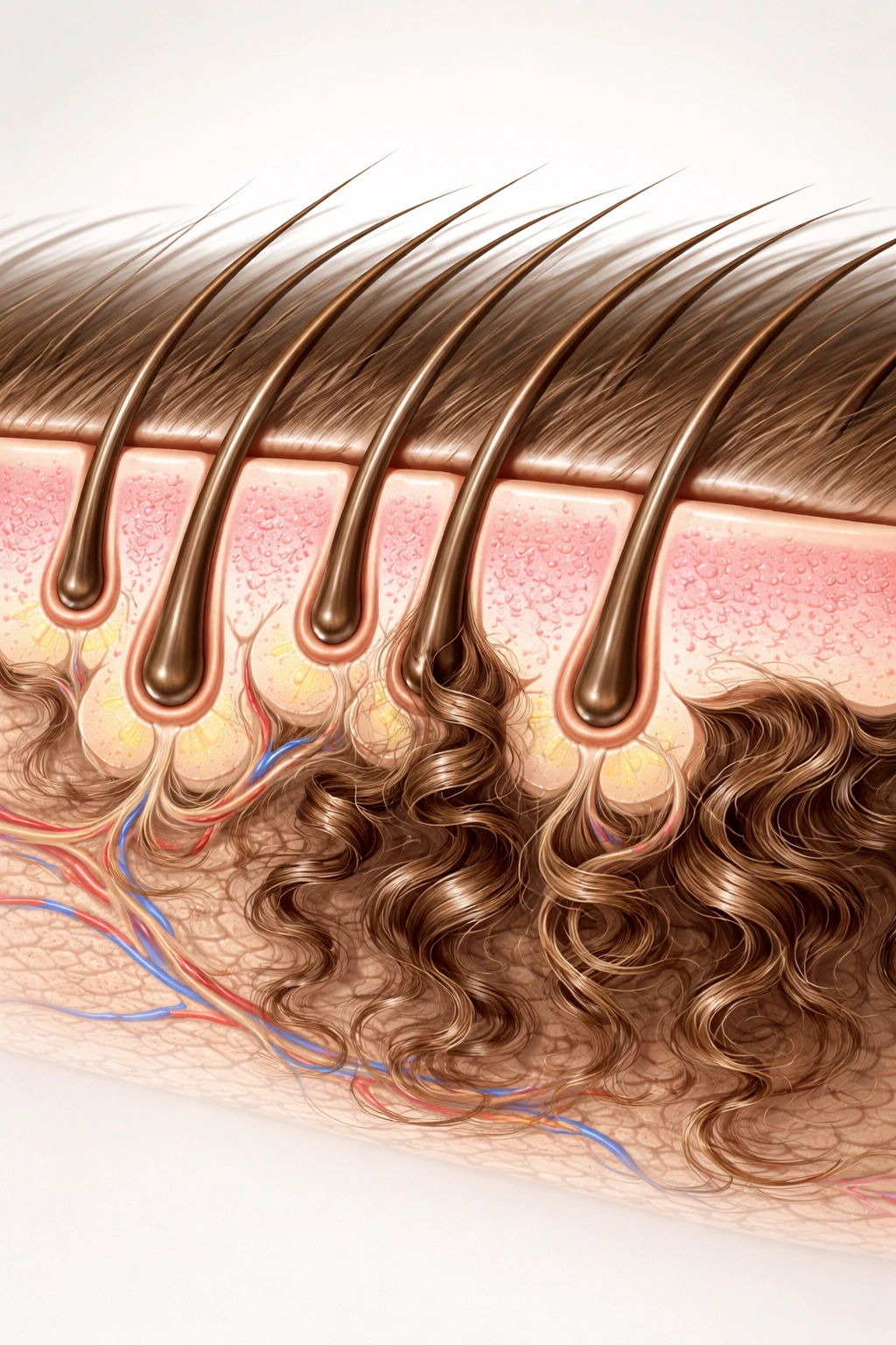 Cross-section visualization of Irish hair showing two textures