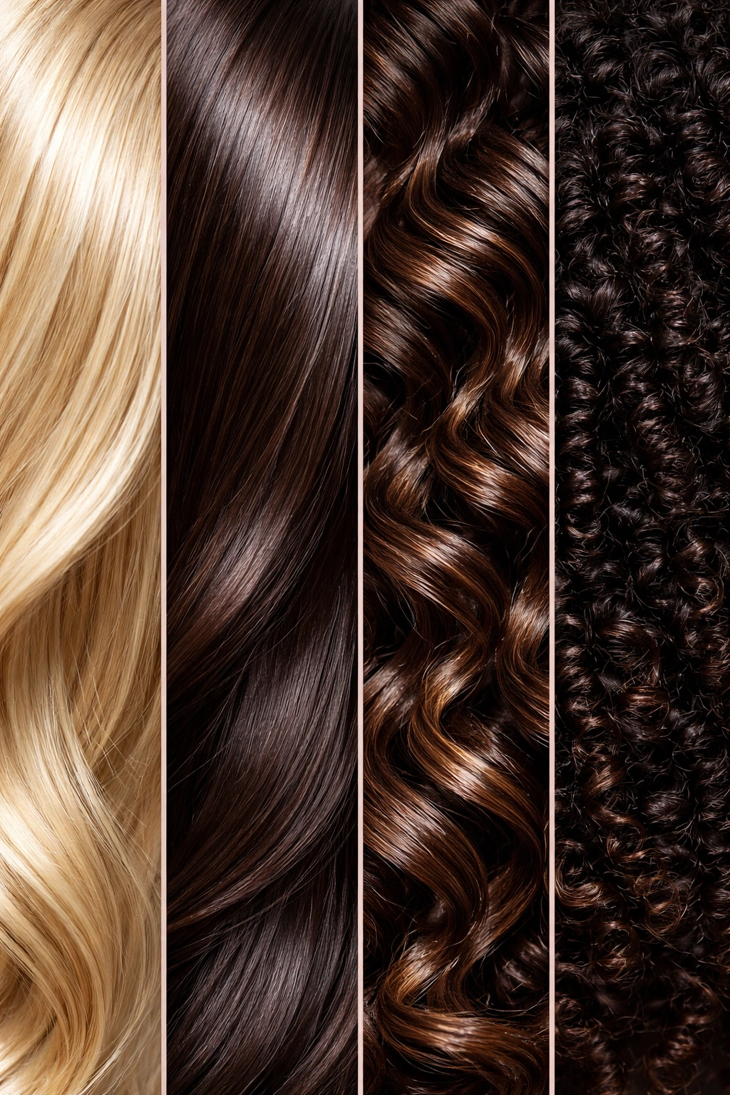 Close-up of glossy curly hair strand reflecting light