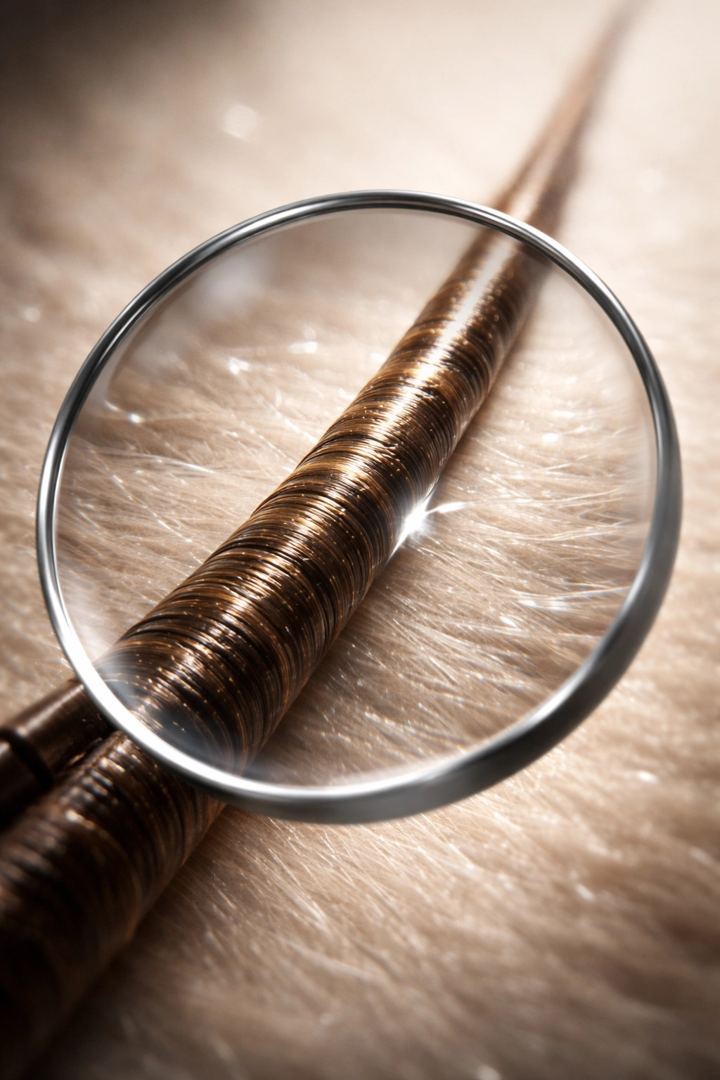 Macro hair strand illustrating evaluation of fish oil's effectiveness