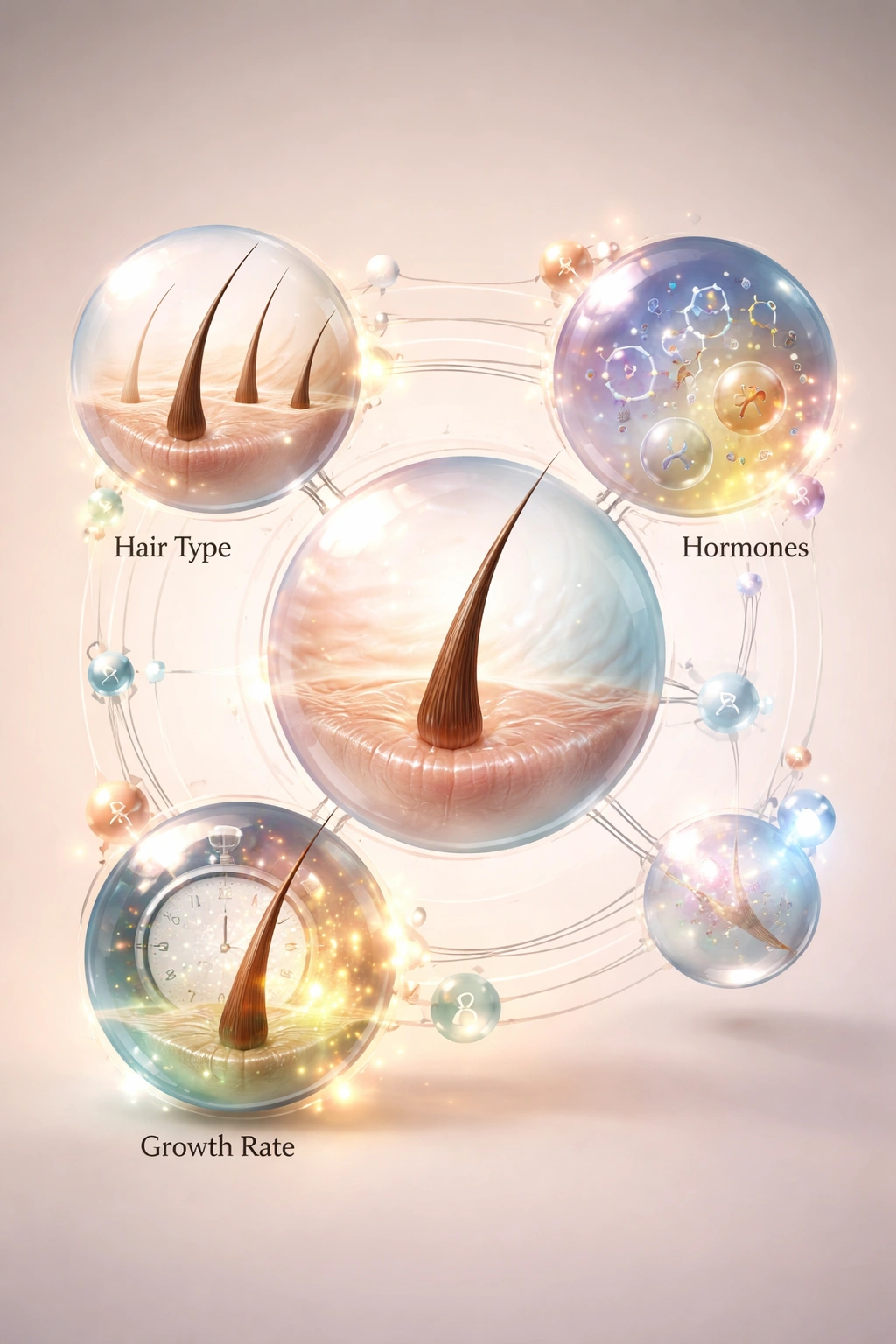 Abstract representation of factors influencing hair removal results duration