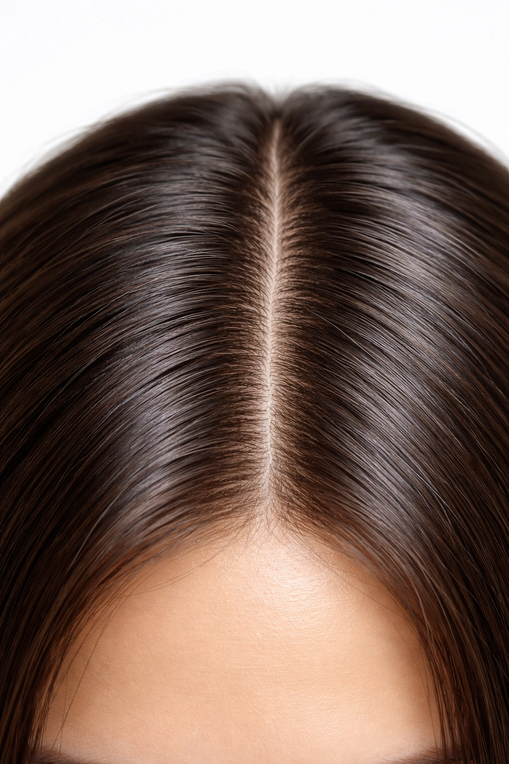 Close-up of scalp showing limited improvement to hair thickness from fish oil