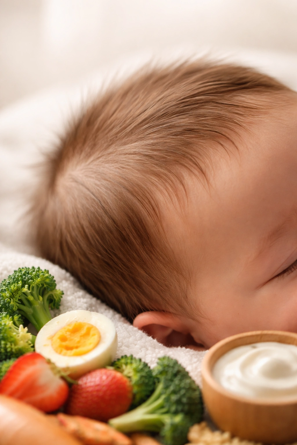 Close-up of a baby's scalp with healthy hair growth