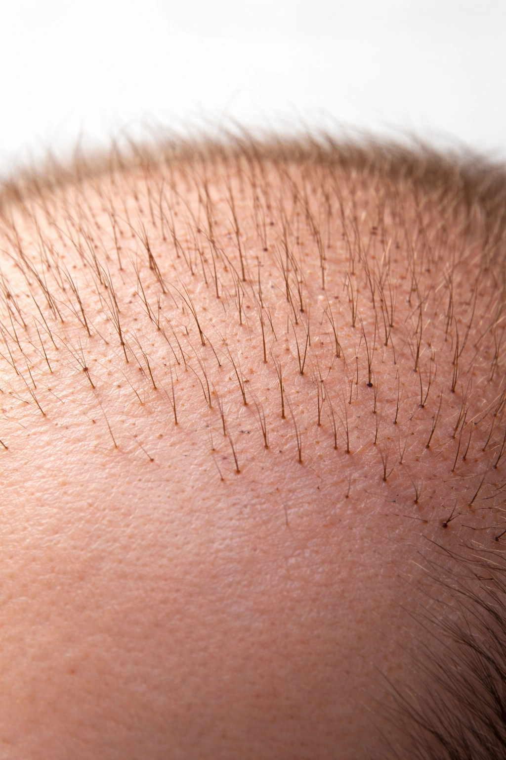 Early hair sprouts on transplanted scalp