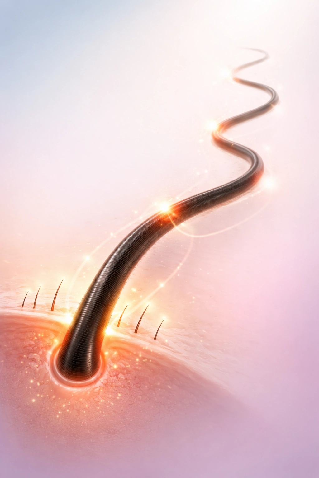 Abstract timeline showing gradual hair growth progression