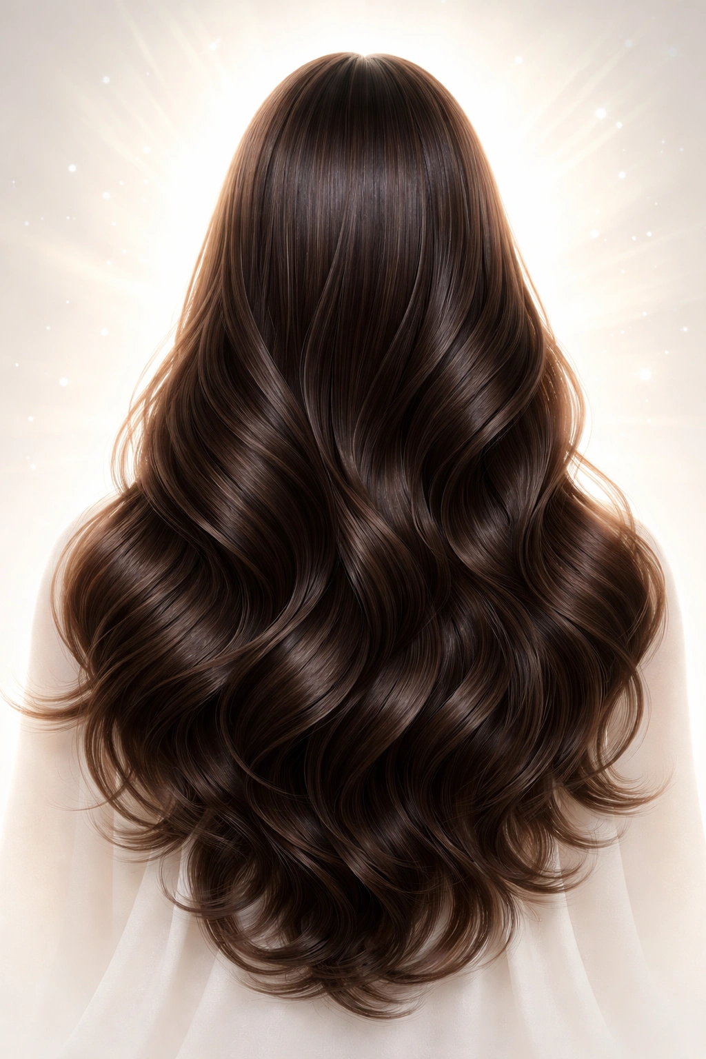 Silhouette of healthy hair with a soft energy glow.