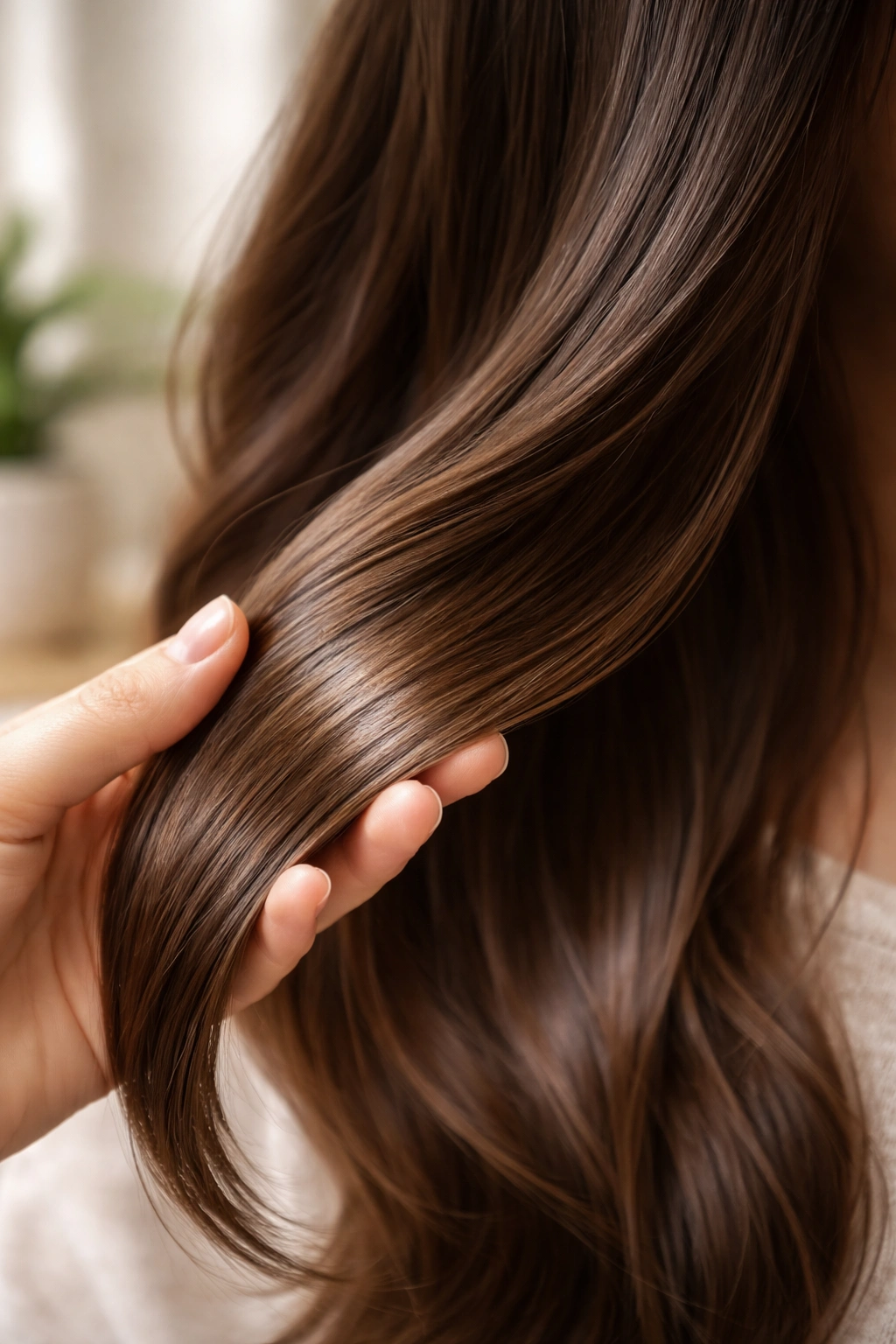 Healthy natural hair strand after extensions removal
