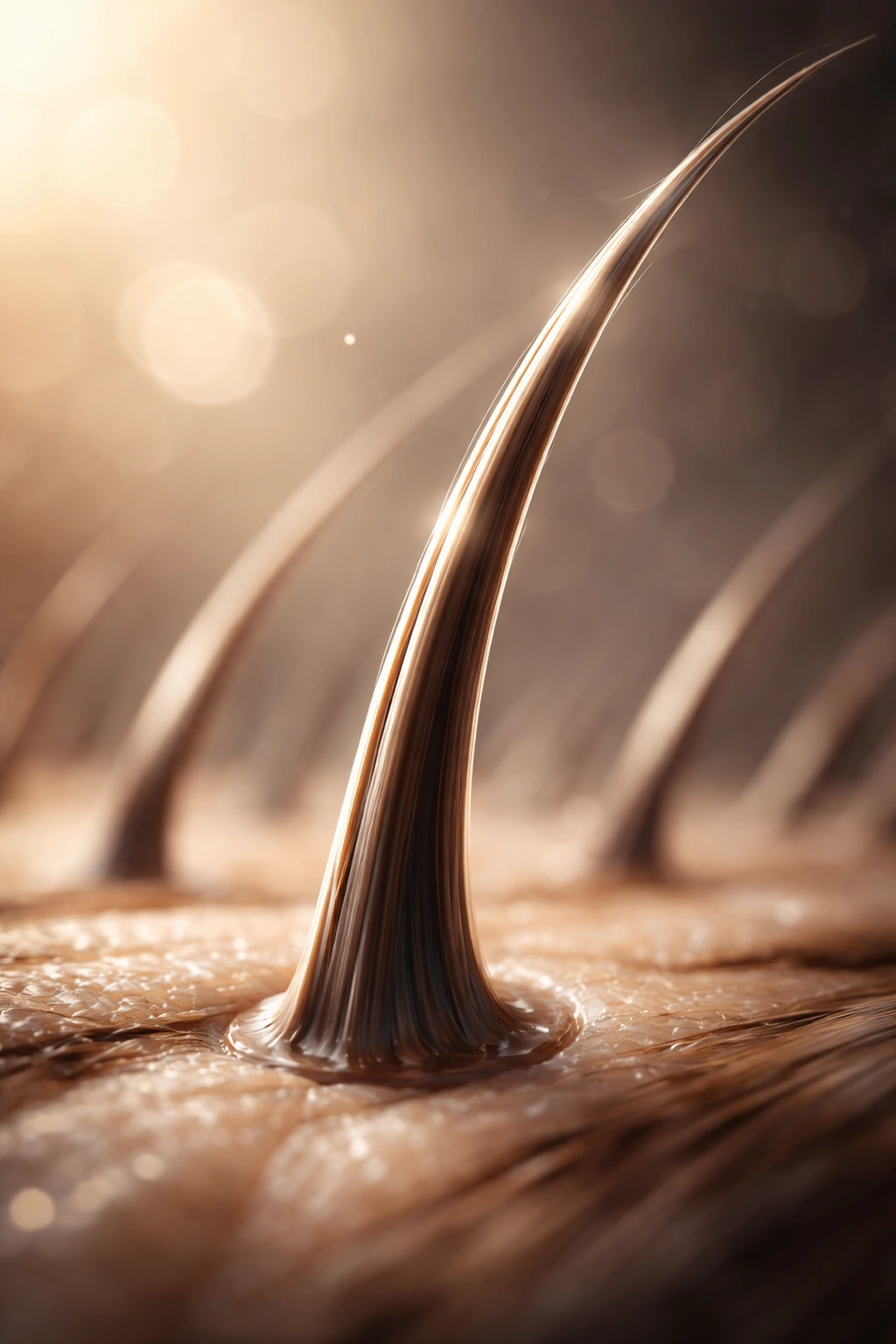 Close-up of a healthy hair strand with a soft shine
