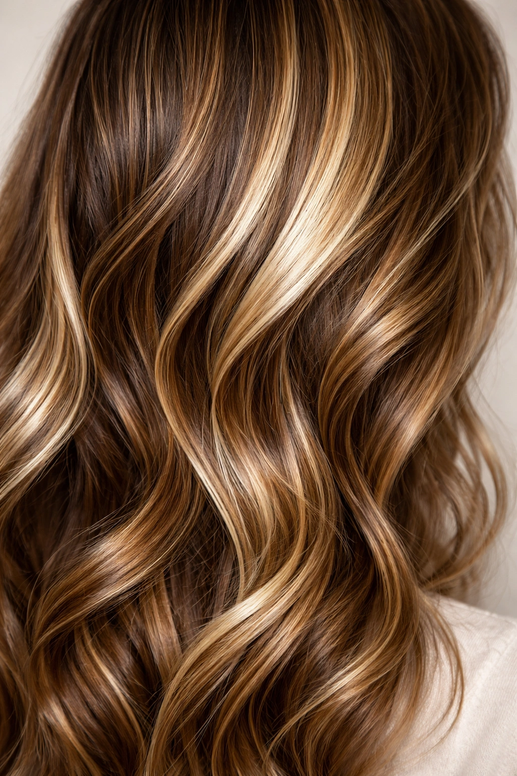 Close-up of hair with lightened highlights adding depth and shine