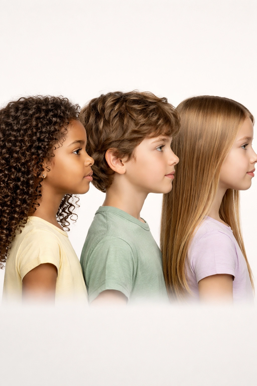 Head profiles displaying curly, wavy, and straight hair textures to indicate inheritance outcomes.
