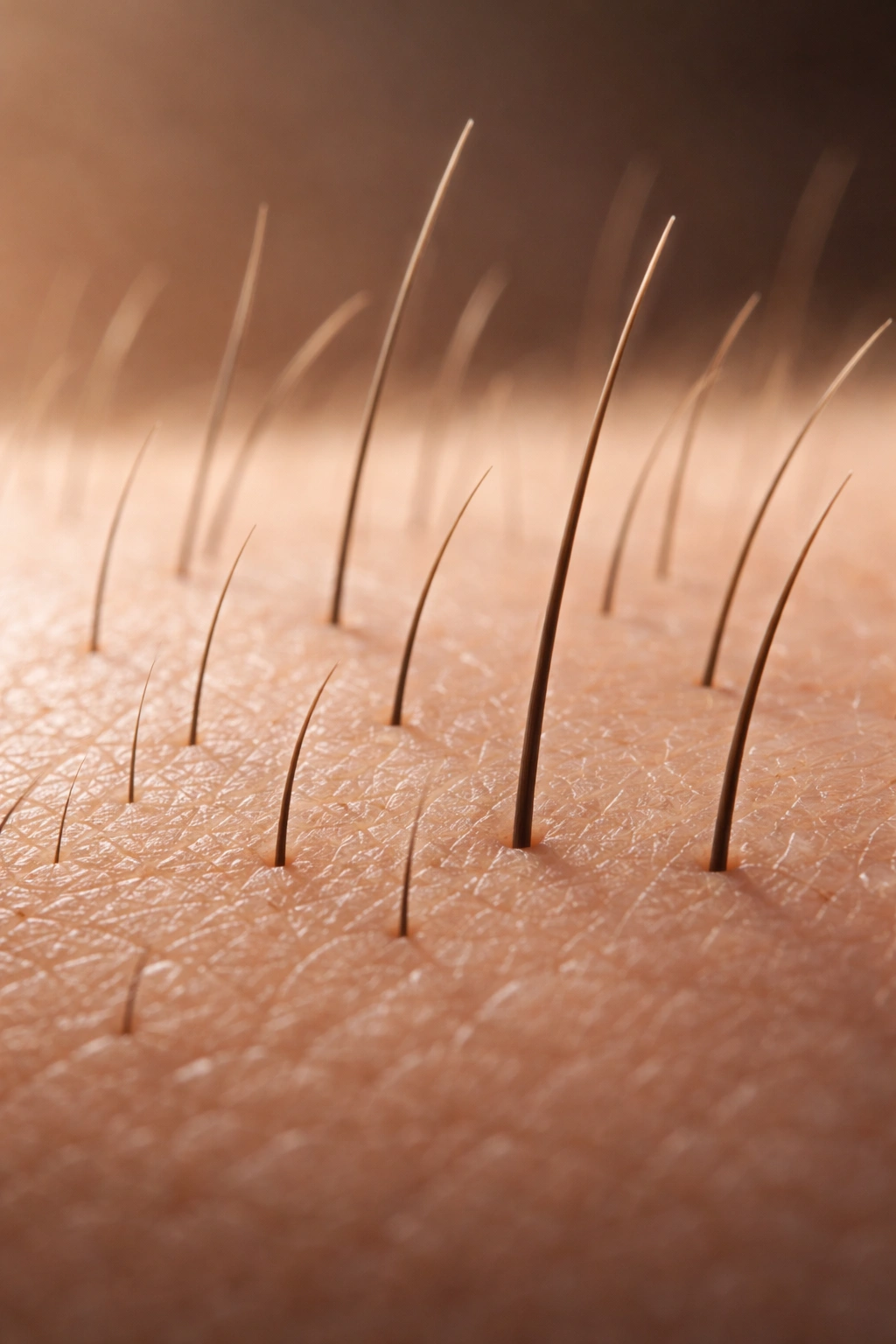 Close-up of hairs of different lengths on skin illustrating why length matters for waxing