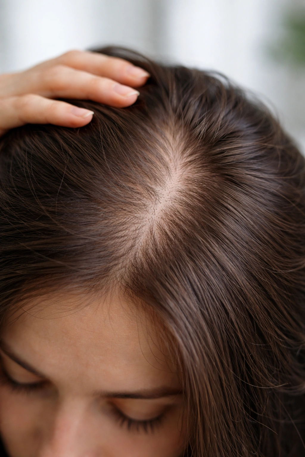 Scalp with thinning hair indicating hair loss