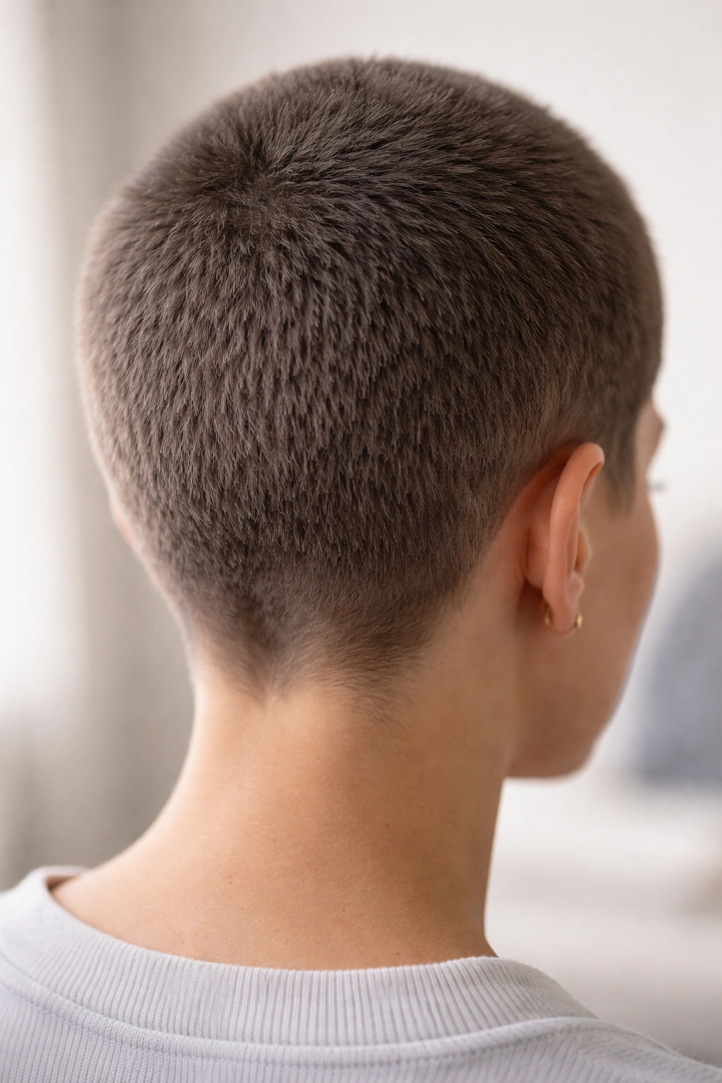Head with a short pixie cut representing preparation