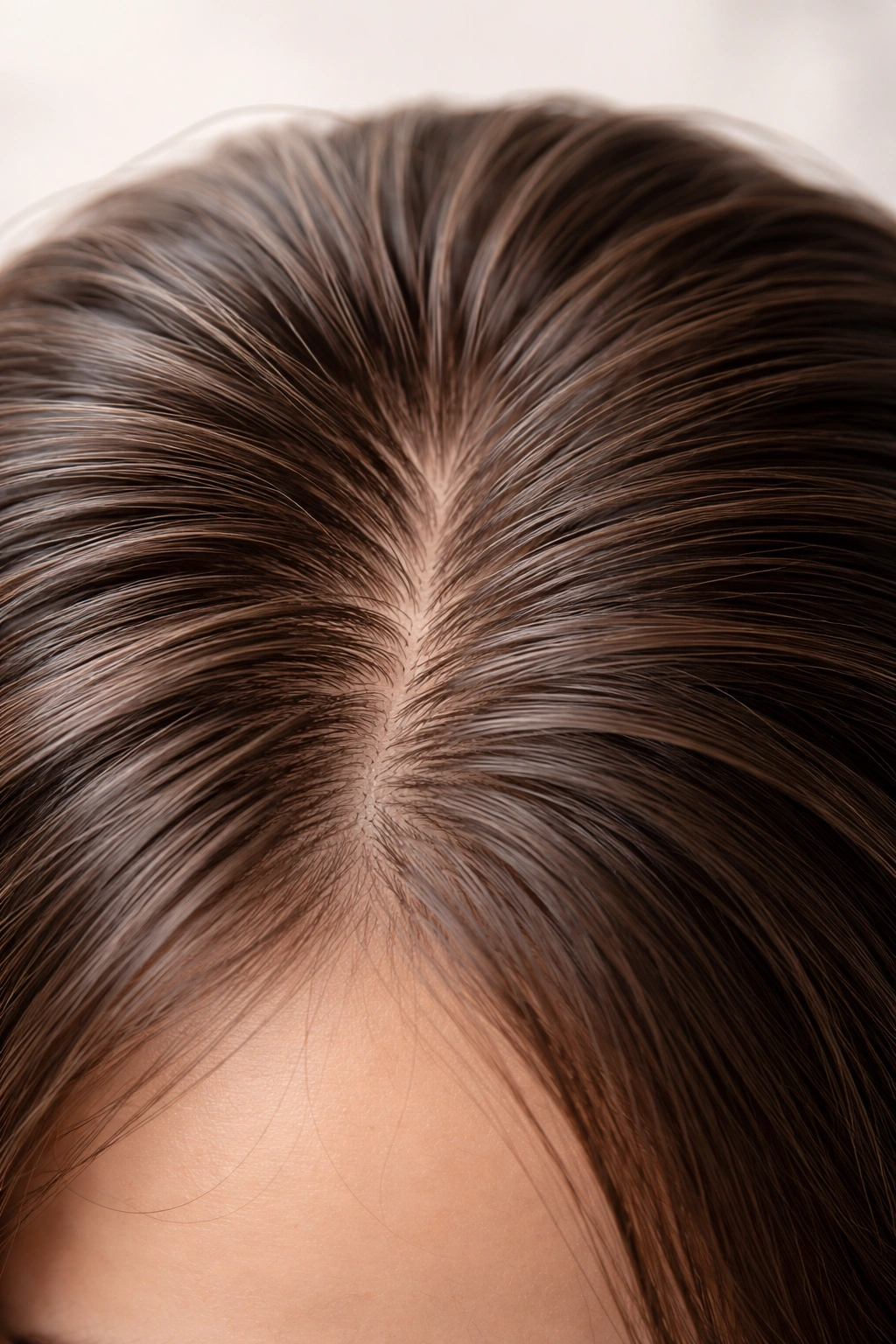 Close-up of healthy scalp with thick hair to illustrate prevention during GLP-1 therapy