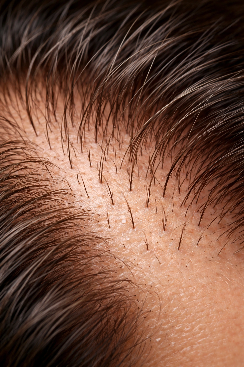 Scalp with new hair growth indicating potential reversibility