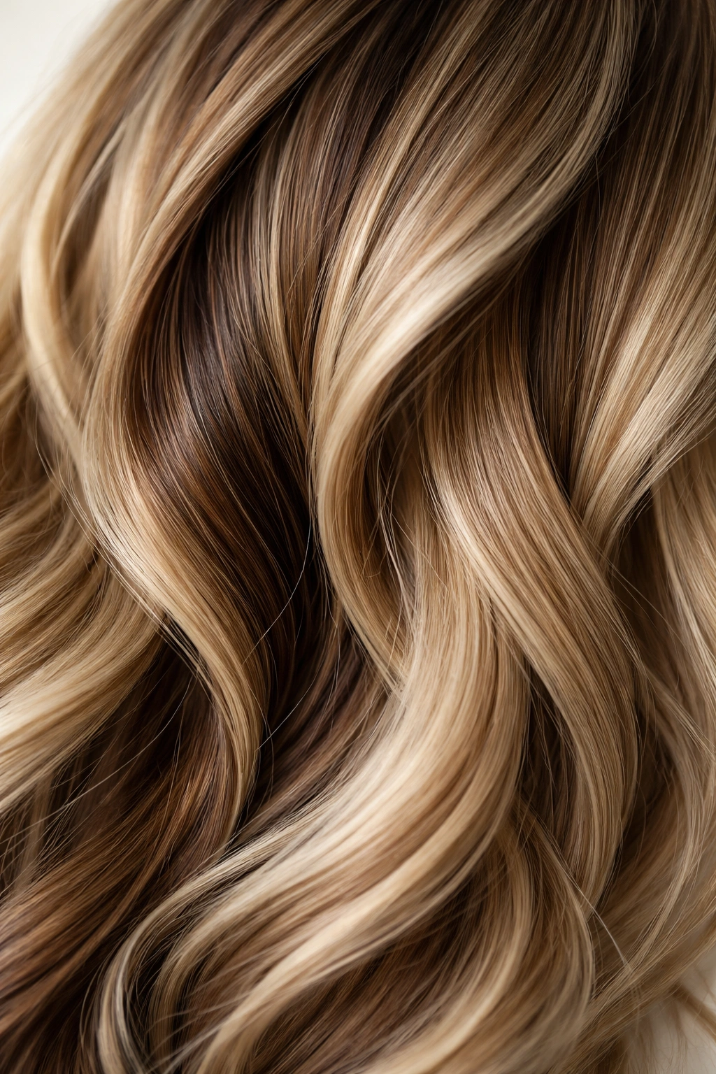 Close-up of hair with darker lowlights adding depth and dimension