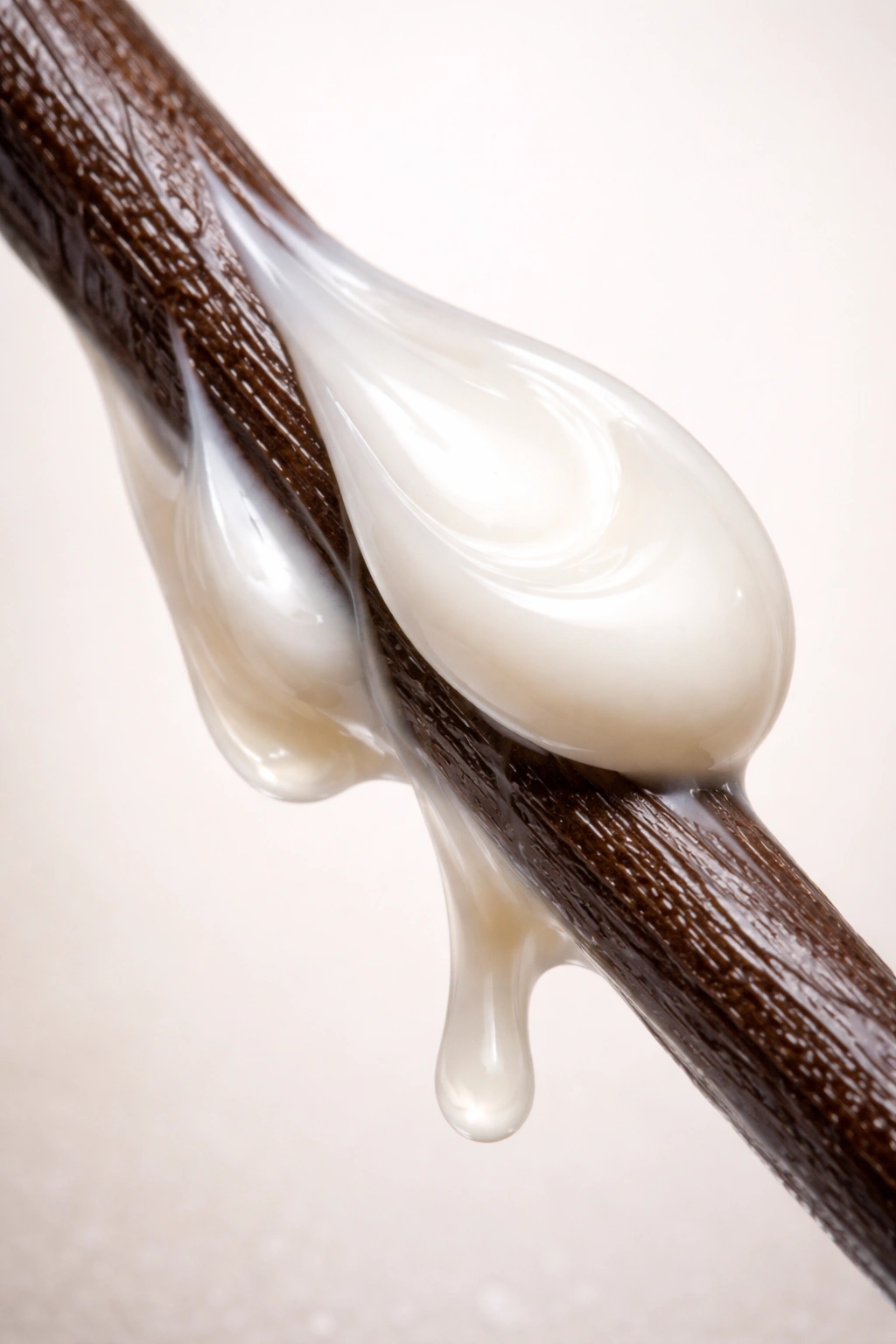 Macro close-up of a hair strand with excess product to illustrate common mistakes in applying hair masks