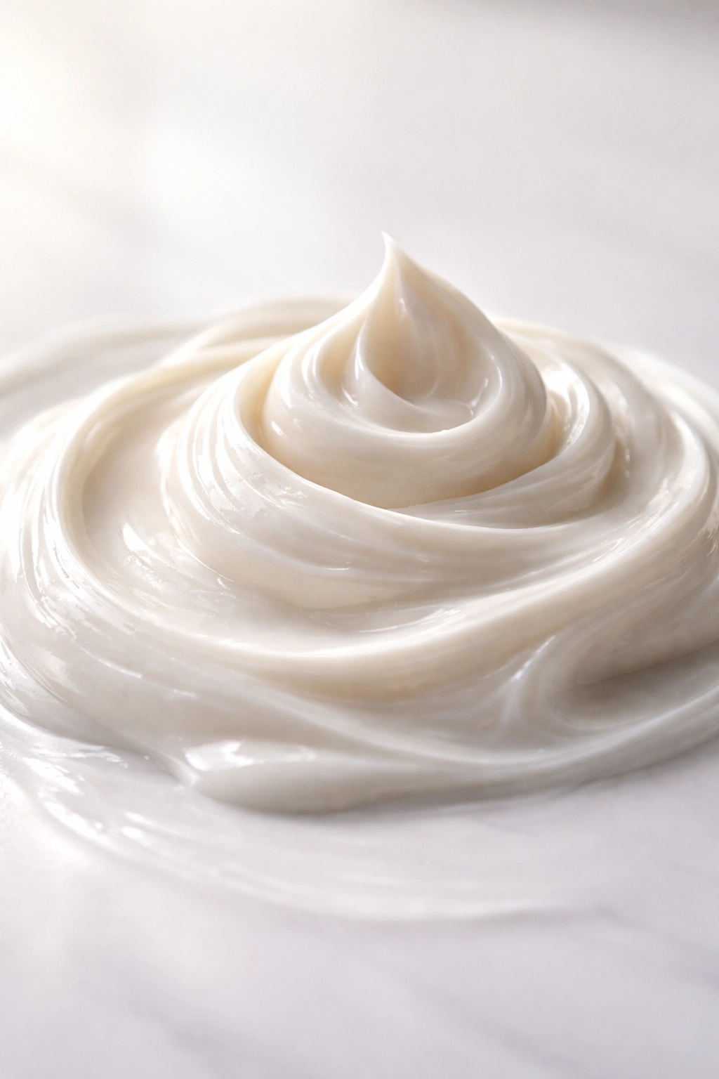 Close-up of thick, creamy hair mask texture on a neutral surface