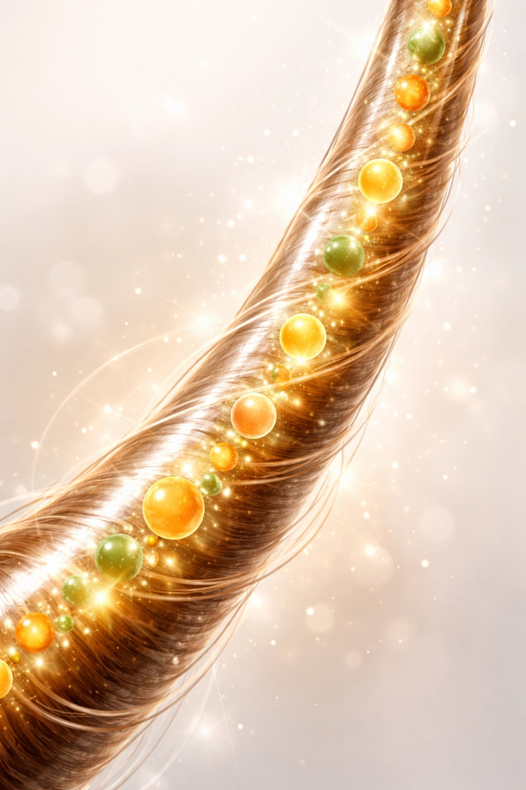 Hair strand illuminated to show the impact of diet on hair health