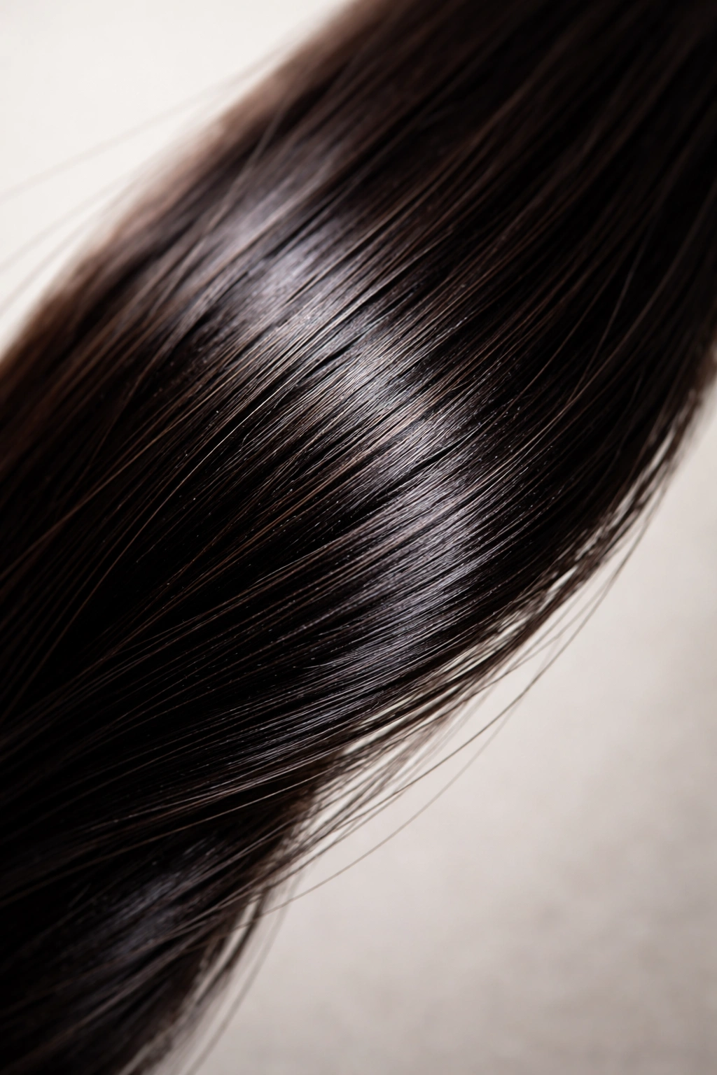 Close-up of a single dark hair strand showing pigment deposition