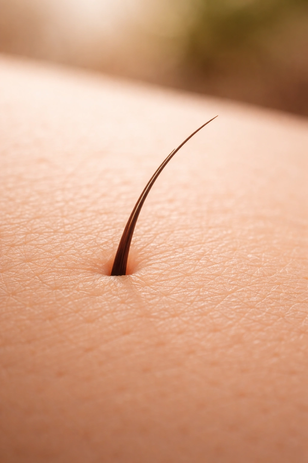 Close-up of hair on skin showing preparation for waxing