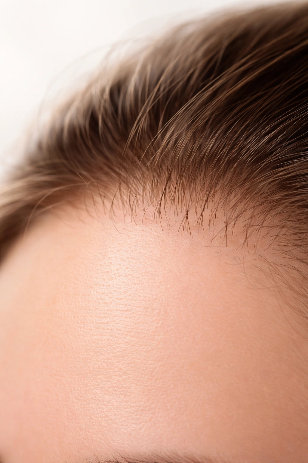 Scalp with baby hairs beginning to grow along hairline