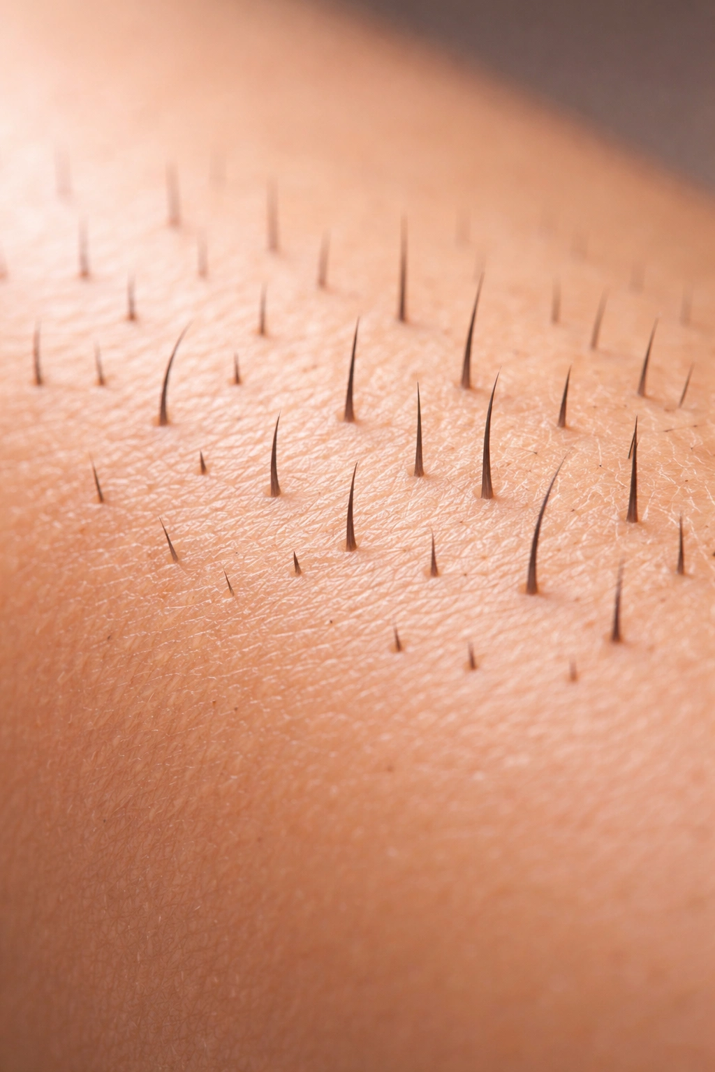 Skin with varying hair lengths showing regrowth after depilatory cream