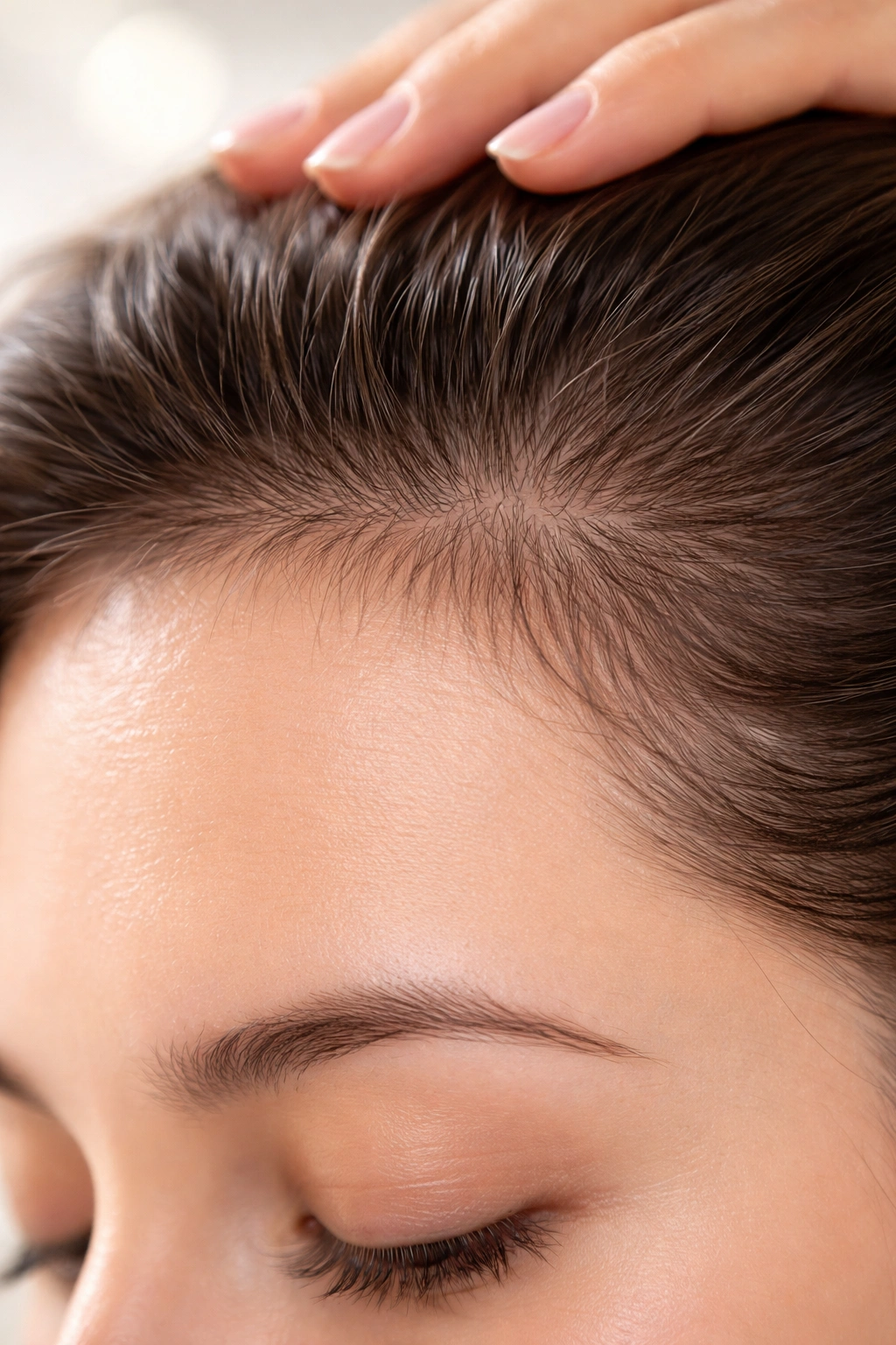 Scalp showing early hair regrowth with a fringe of fine new hairs