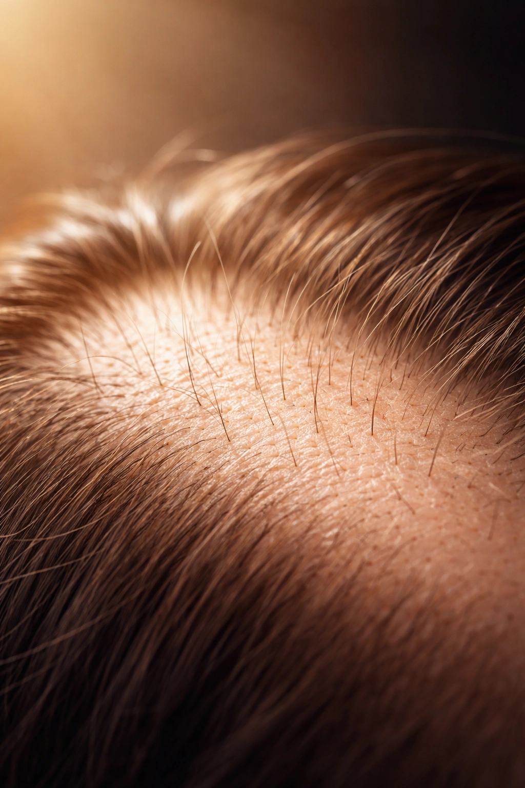Scalp showing fine hair regrowth after thinning