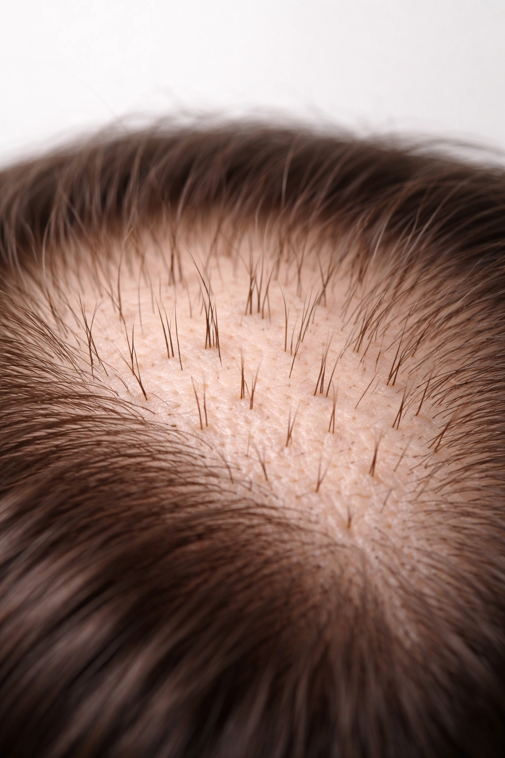 Scalp with new hair growth forming a denser pattern