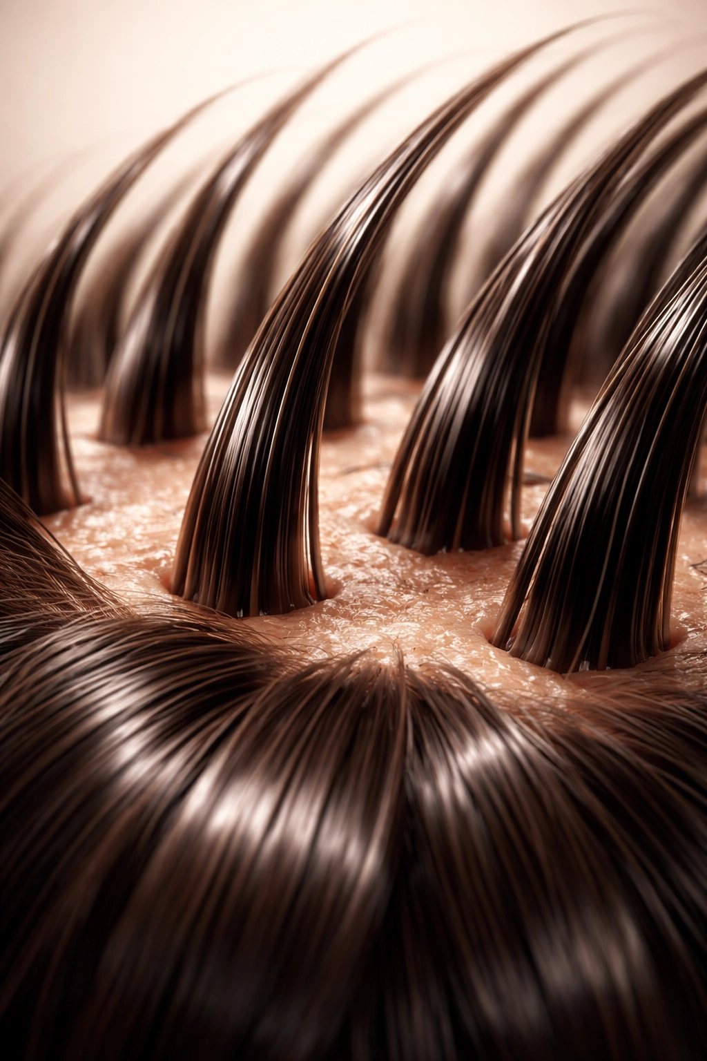 Healthy scalp with thick, glossy hair growth