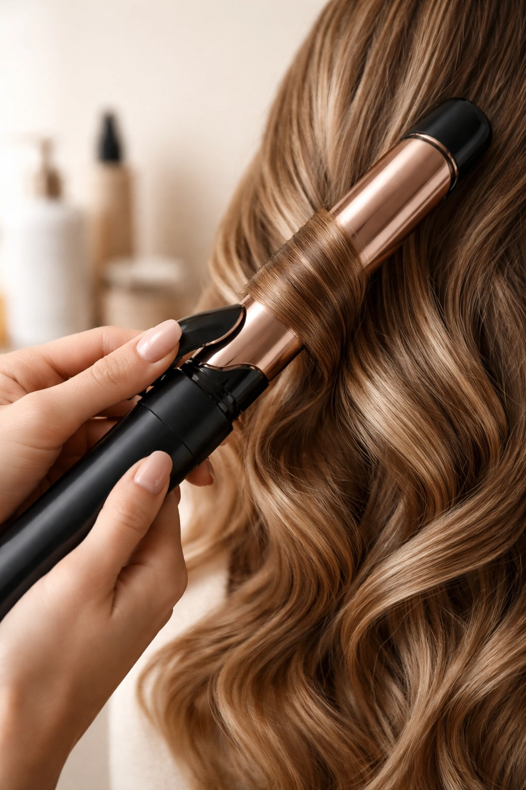 Close-up of hands styling hair with a tool to show maintenance.