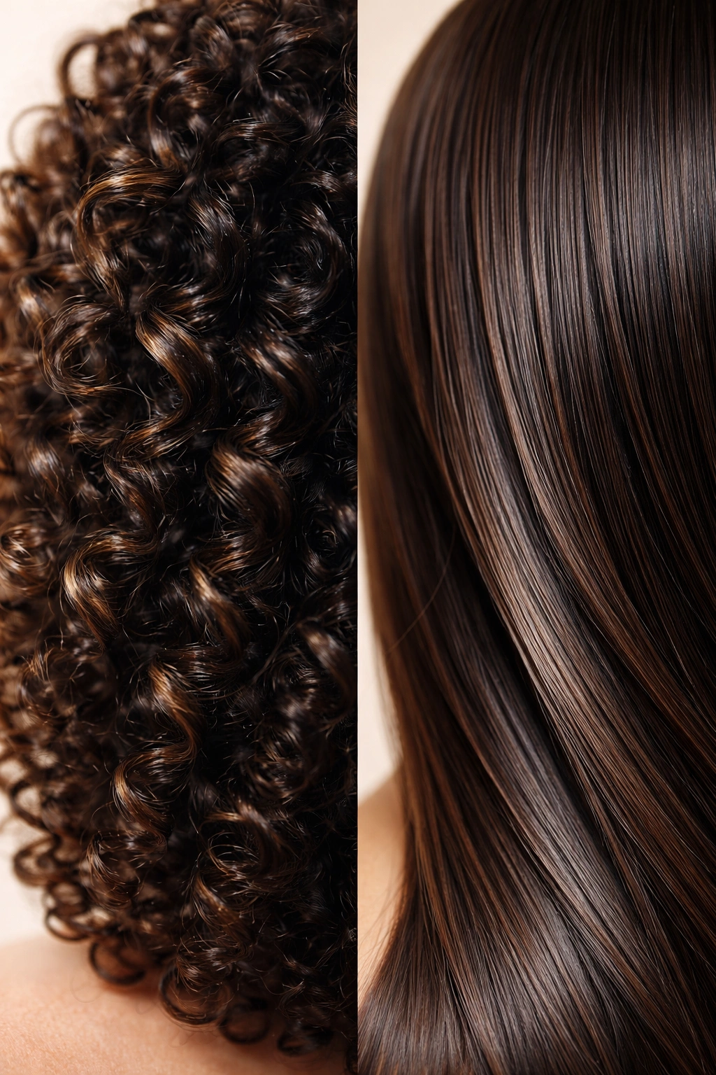 Macro close-up of hair texture with curls and waves