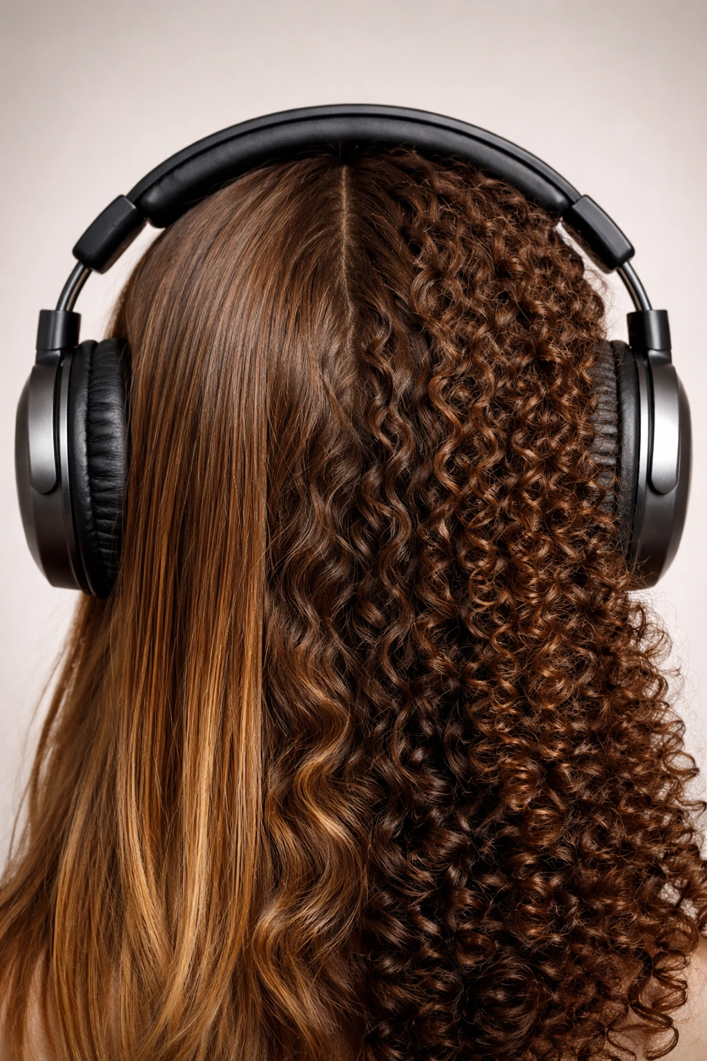 Head showing straight, wavy, and curly hair textures to show type differences