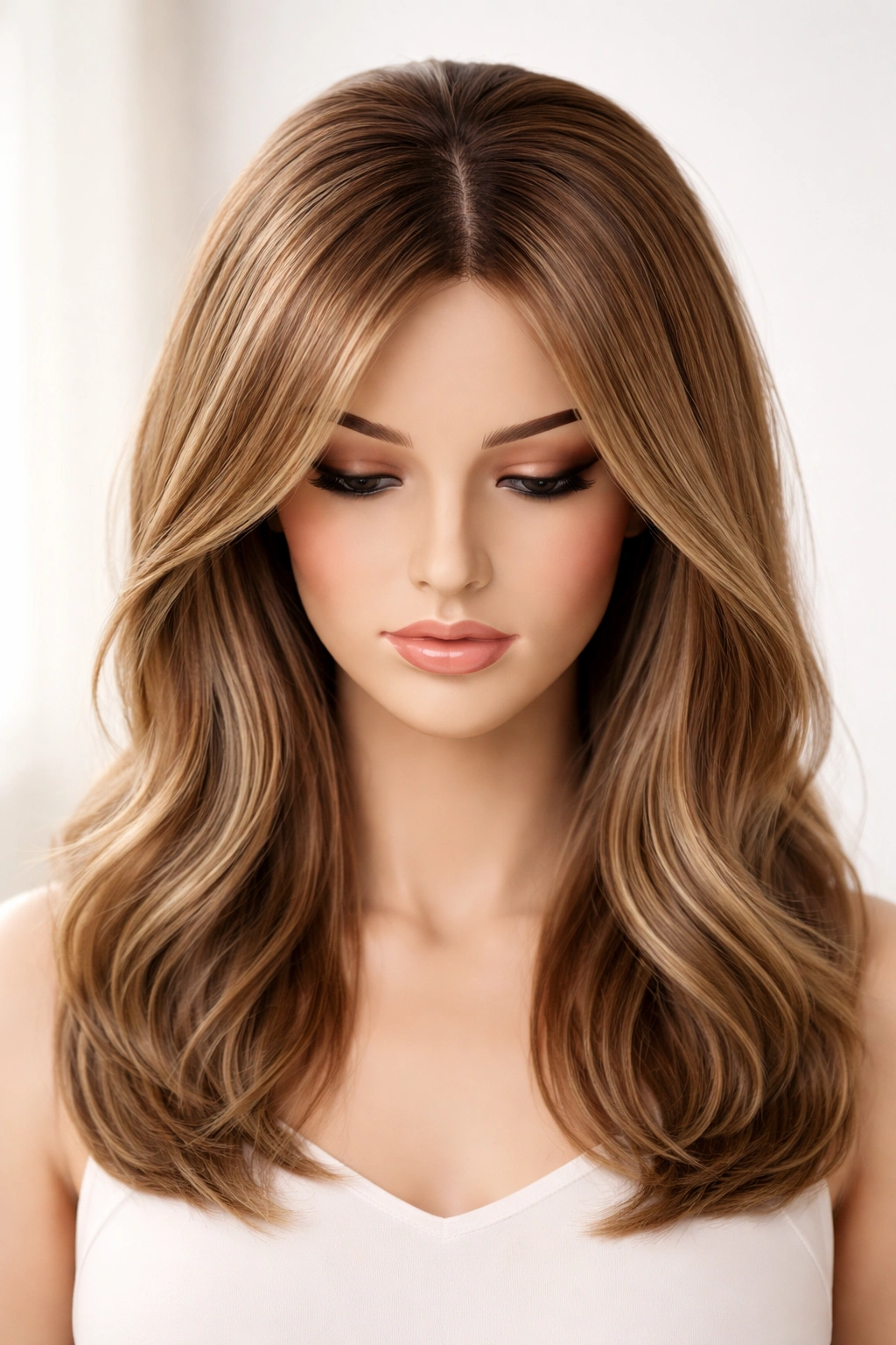 Mannequin head with hair topper on crown area showing versatility