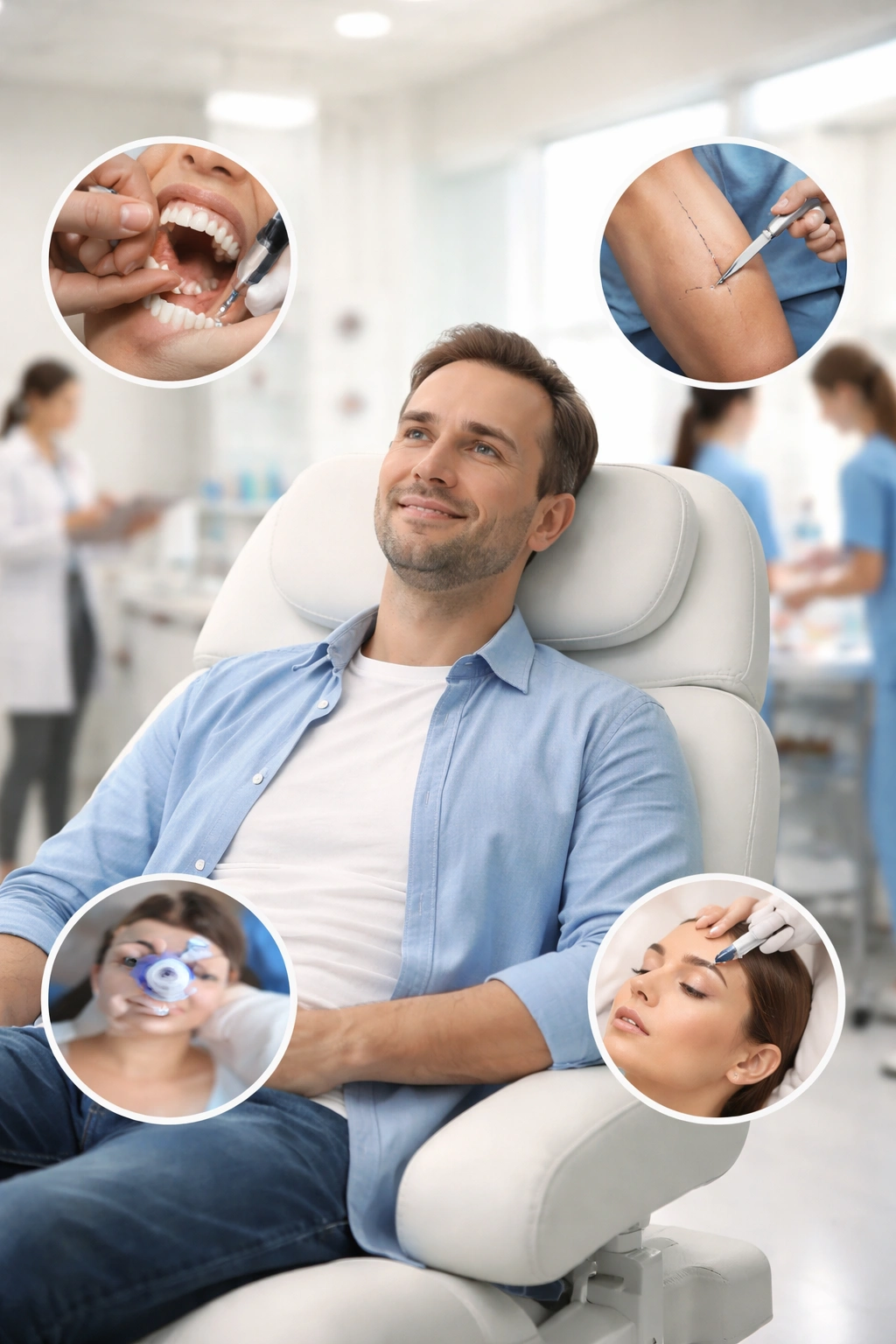 Patient in clinic chair illustrating comparison of procedures