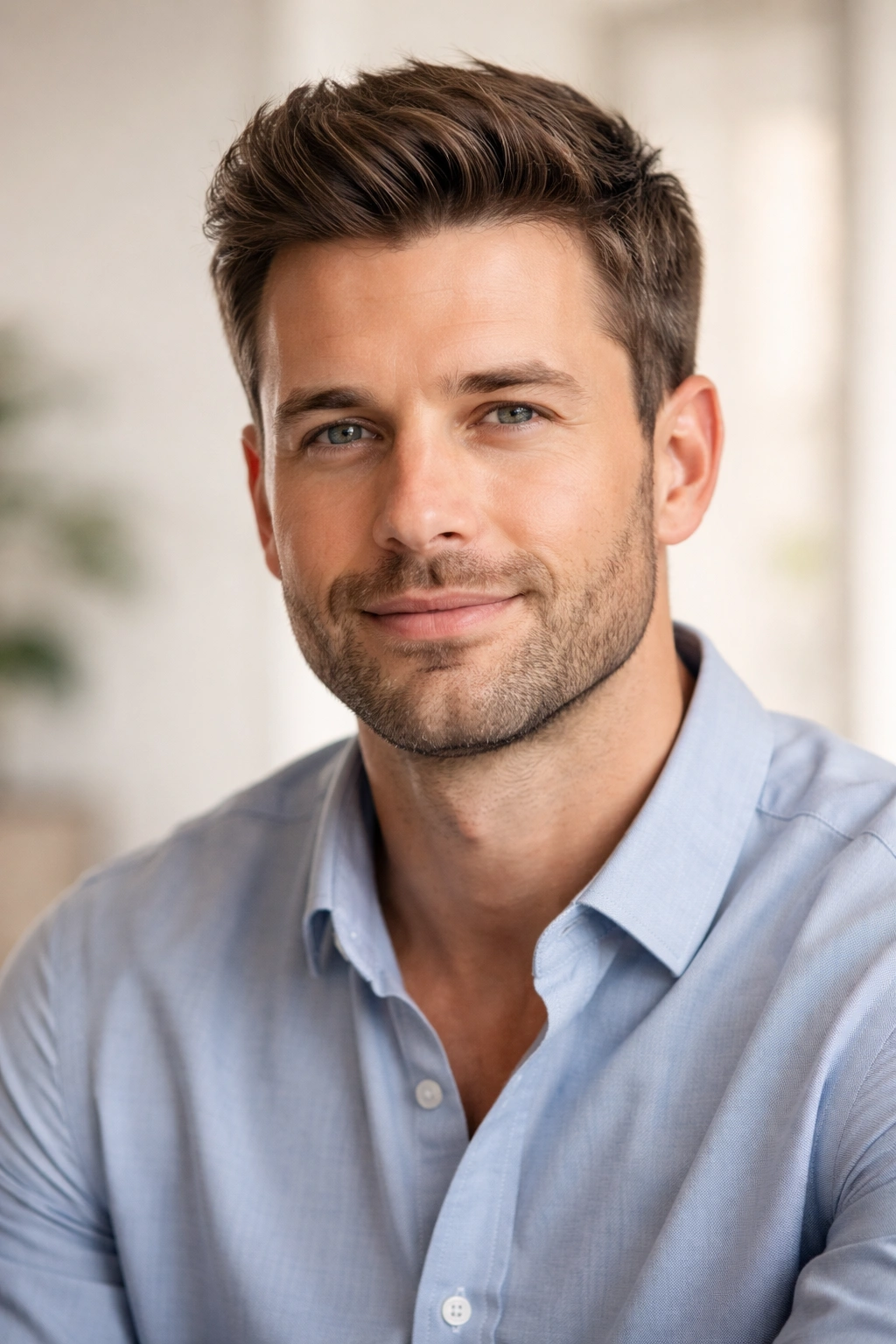 Confident person with natural-looking hair after consideration