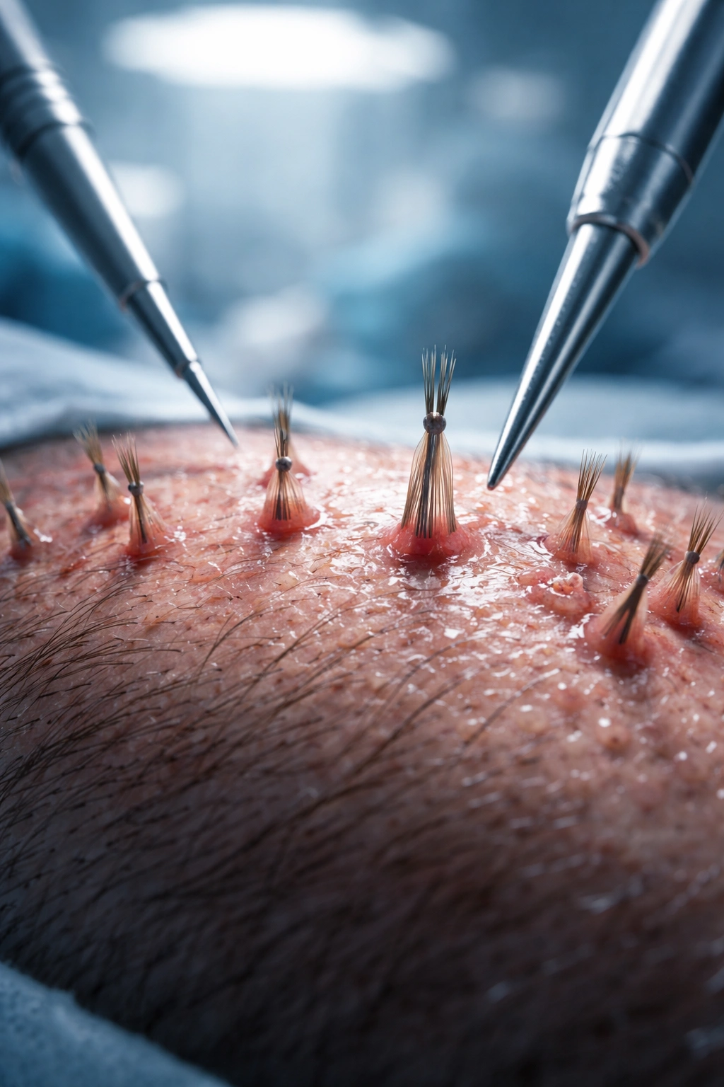 Donor scalp with hair follicles prepared for transplantation