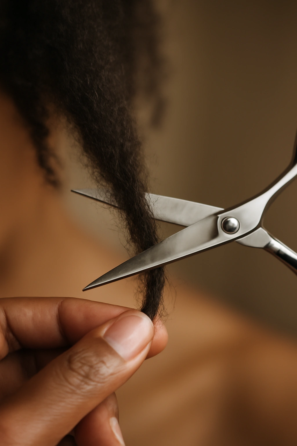 10 Natural Hair Growth Tips From Women Who Made It 5 Close-up of scissors trimming split ends on a natural hair strand