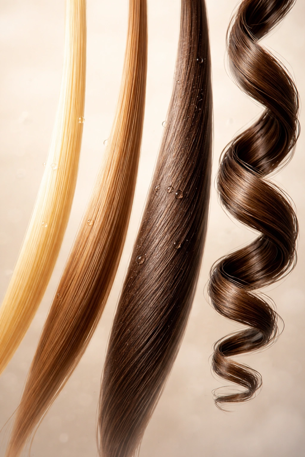 Close-up of a single hair strand illustrating hair type variation