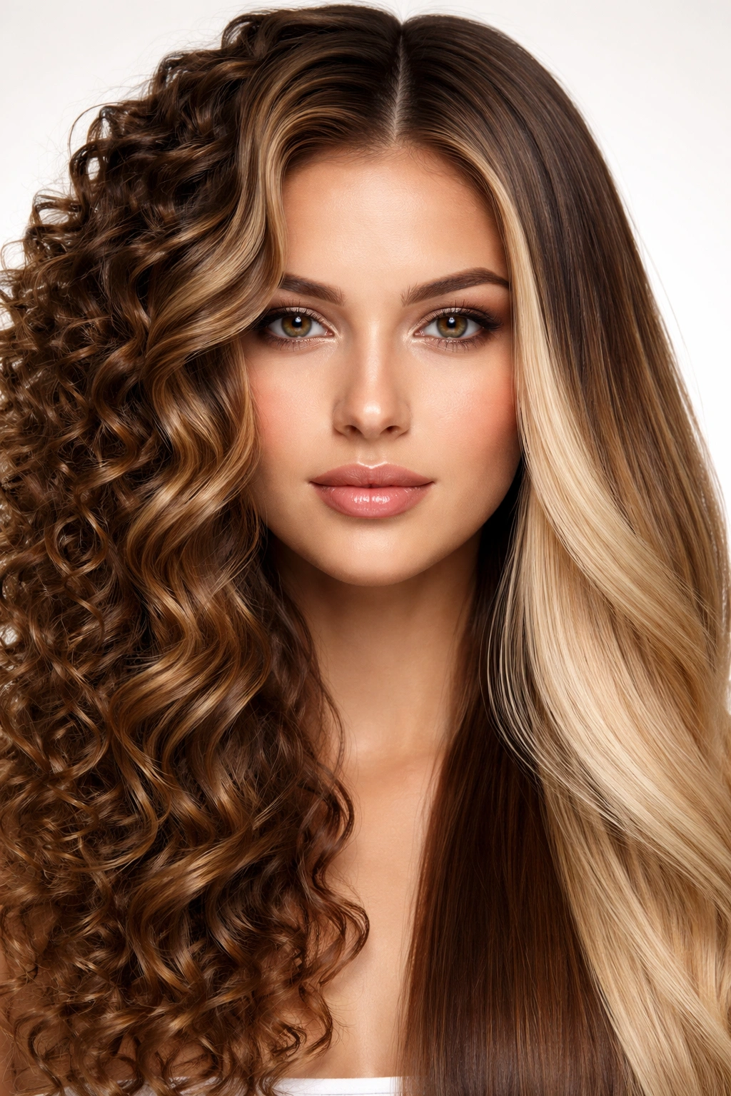 Hair textures showing varied curls and waves in a single style