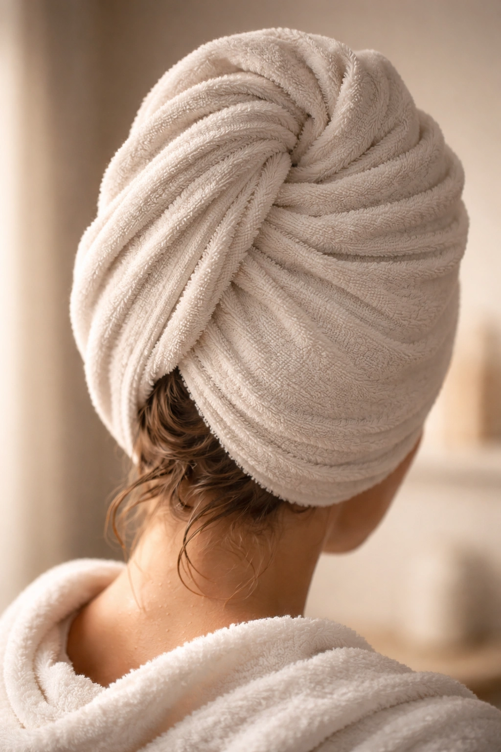 Hair wrapped in a towel after paint removal