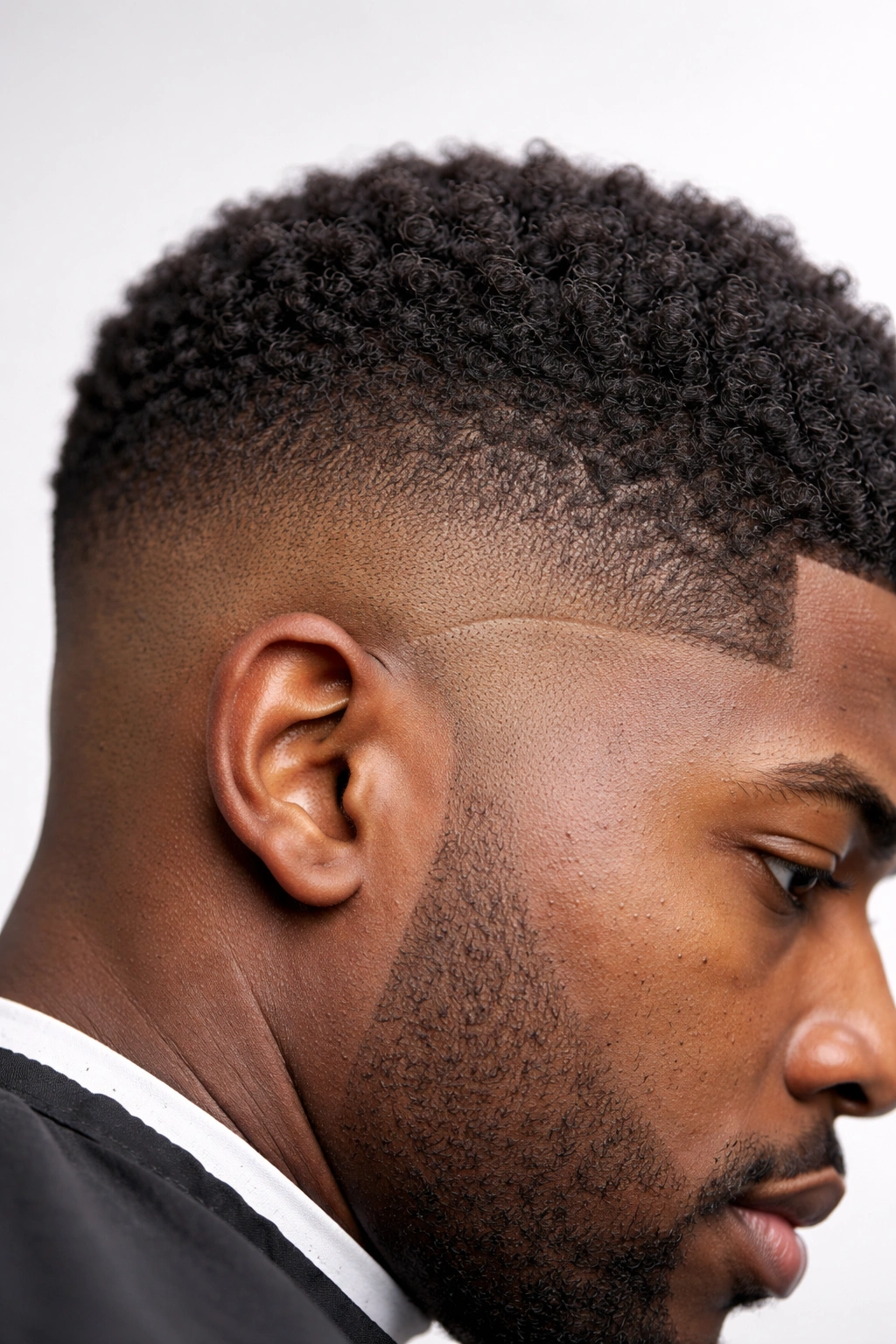 Close-up of uneven fade indicating common haircut mistakes